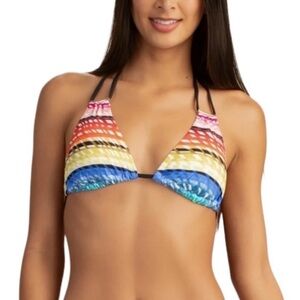 NWT TRINA TURK Sz 4 Prismatic Multicolor String Bikini Top